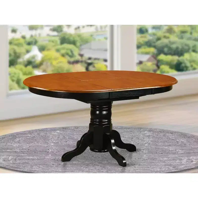 Table de salle à manger ovale à pied central 42x60 avec allonge papillon de 18