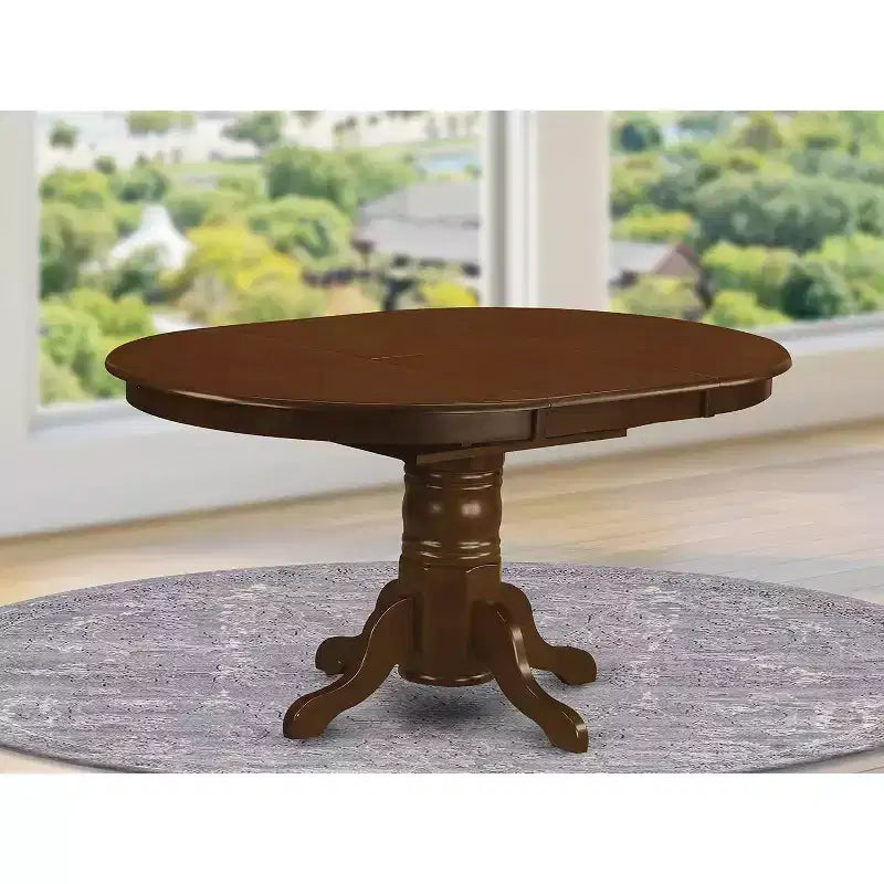 Table de salle à manger ovale à pied central 42x60 avec allonge papillon de 18