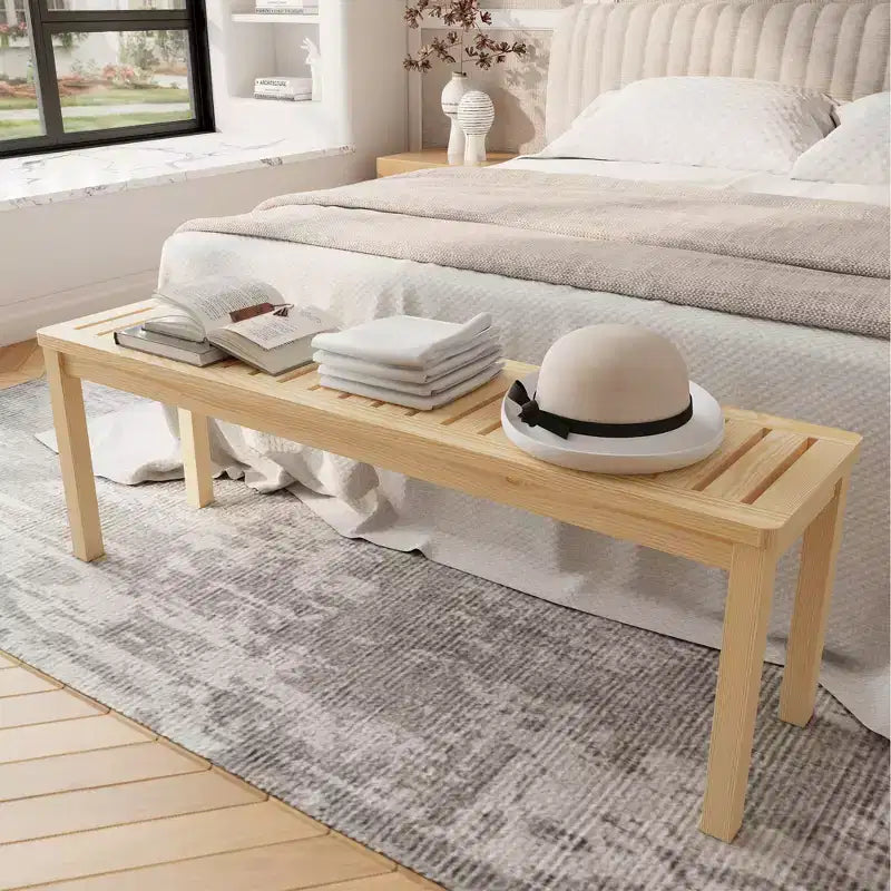 52 Solid Wood Shoe Bench for Entryway, Bedroom, or Hallway C Modern Design Storage Bench for Foyer, Closet, Front Door, Living Room