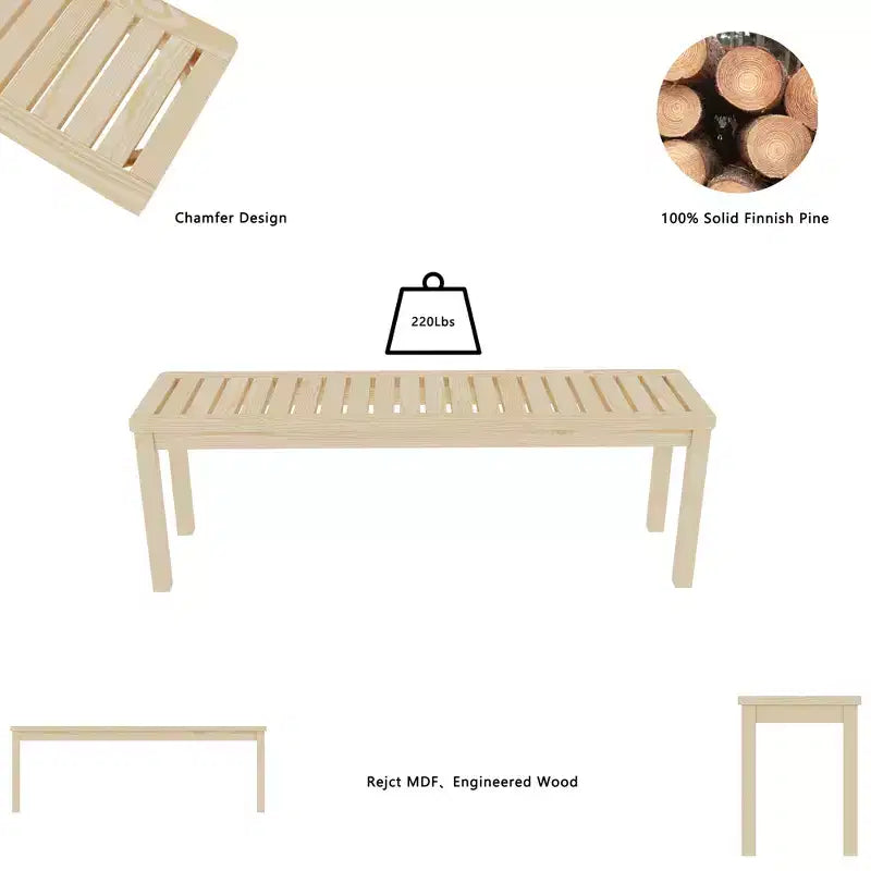 Banc à chaussures en bois massif de 52 po pour entrée, chambre ou couloir C Banc de rangement au design moderne pour foyer, placard, porte d'entrée, salon