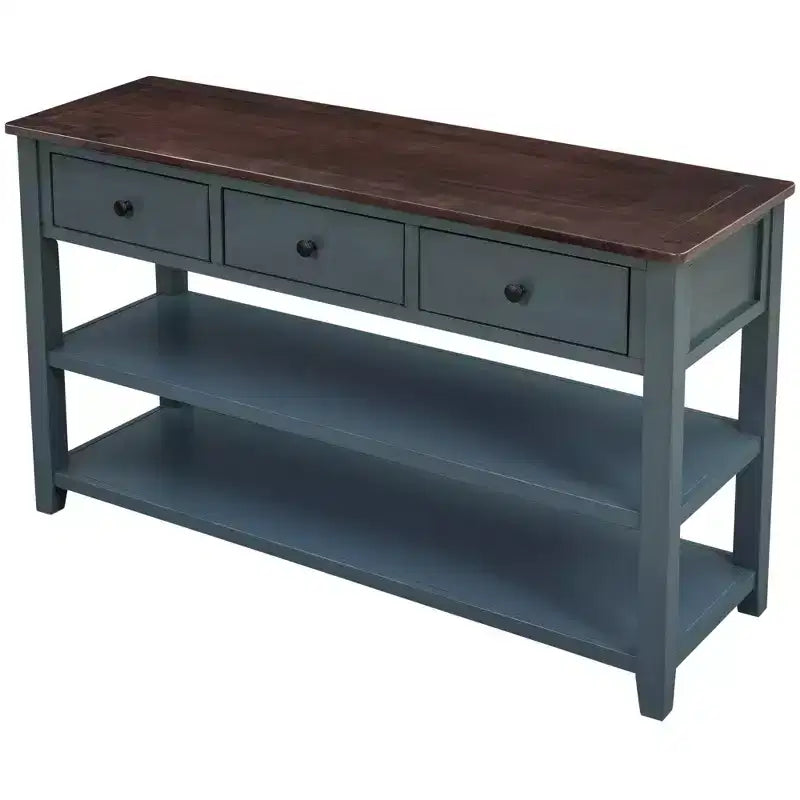 Bellemave Bellemave Retro Design Console Table with Two Open Shelves, Pine Solid Wood Frame and Legs for Living Room(Navy)