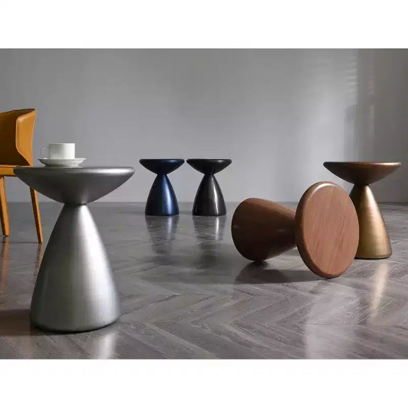 HomeStock 45 in.H Black Color Round Metal Table Top End Table 1 -piece