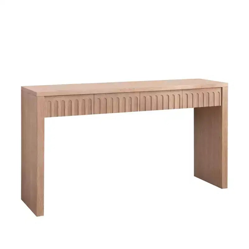 Table console moderne de 150 cm avec 4 tiroirs cachés, table d'entrée avec décoration arquée, table d'appoint pour salon, couloir