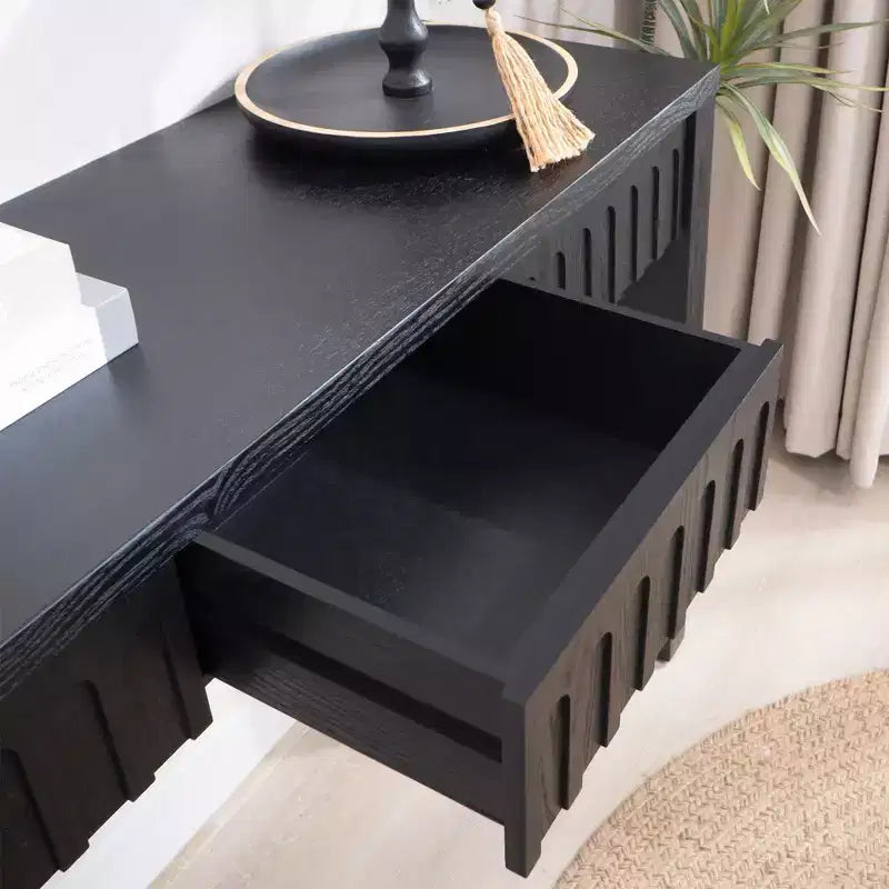 59.2IN Modern Console Table with 4 Hidden Drawers, Entryway Table with Arched Decoration, Accent Table for Living Room, Hallway