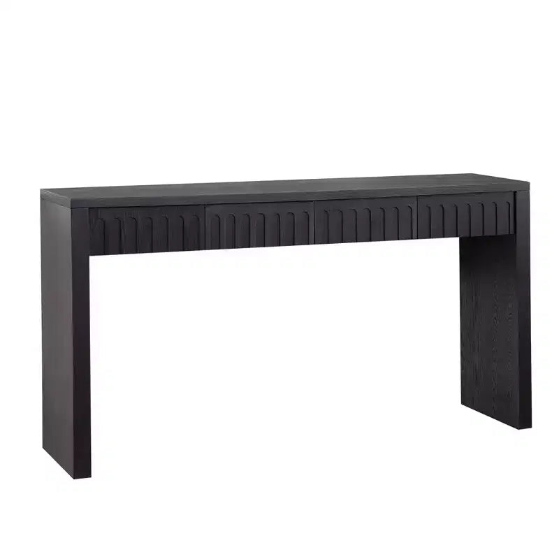 59.2IN Modern Console Table with 4 Hidden Drawers, Entryway Table with Arched Decoration, Accent Table for Living Room, Hallway