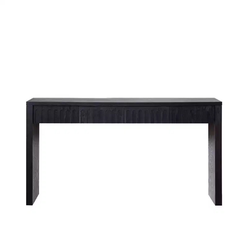 Table console moderne de 150 cm avec 4 tiroirs cachés, table d'entrée avec décoration arquée, table d'appoint pour salon, couloir