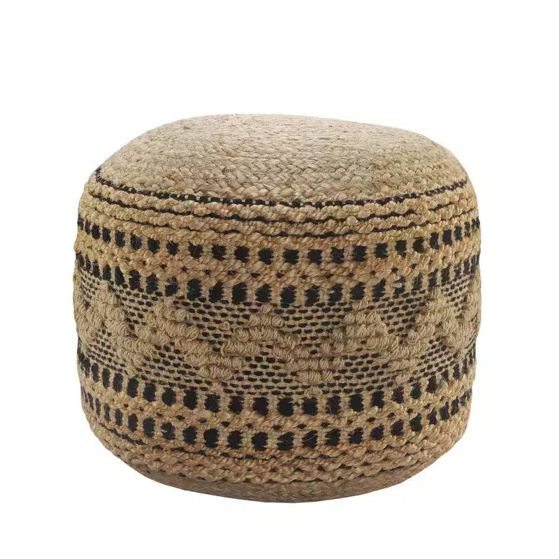 HomeRoots 18 Tan Geometric Pouf Ottoman