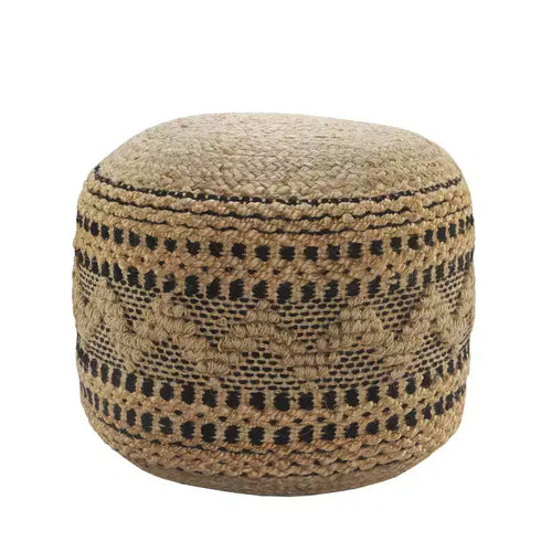 HomeRoots 18 Tan Geometric Pouf Ottoman