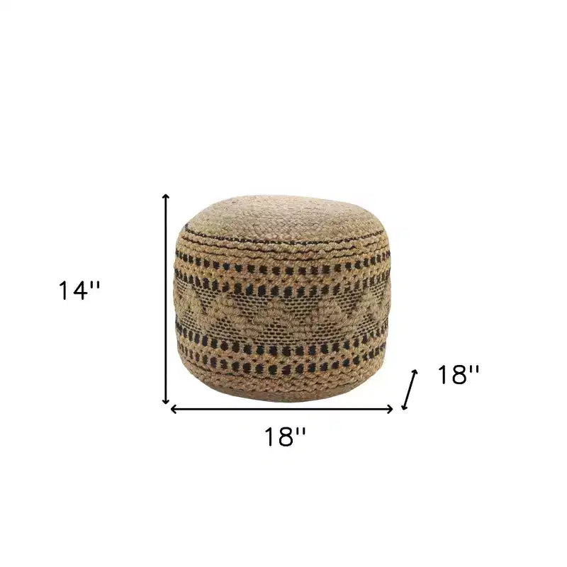 18 Tan Geometric Pouf Ottoman