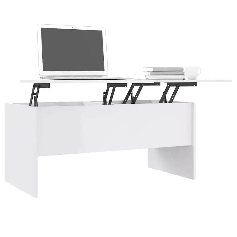 Table basse Blanc très brillant Bois d'ingénierie Table basse moyenne