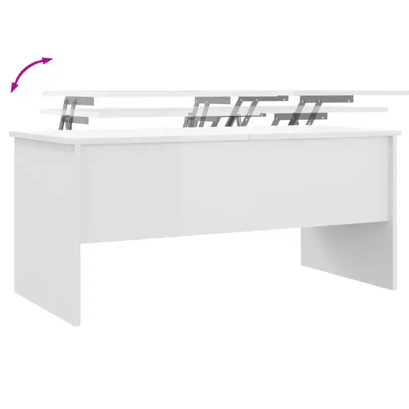 Table basse Blanc très brillant Bois d'ingénierie Table basse moyenne