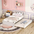 Bellemave Twin Size Bed Frame with Trundle,Wood Platform Bed with Headboard,Twin Bed Frames for Kids,Teens,Adults,No Spring Needed, White Washed