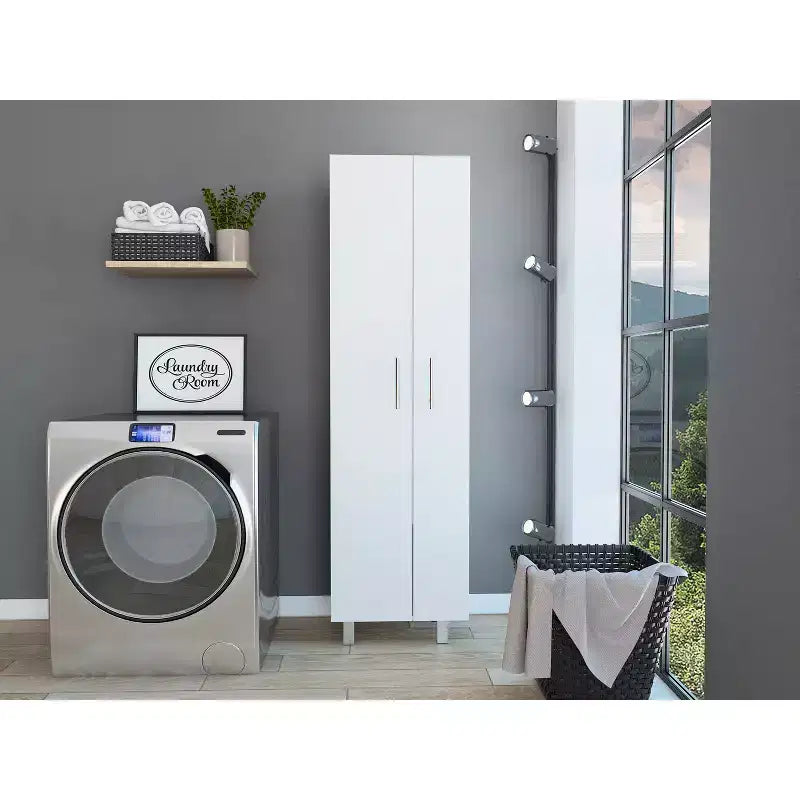 HomeStock 71.3 in H and 73.5 in.W Metal Utility Storage Cabinets with 2 -Doors and 4 Shelves