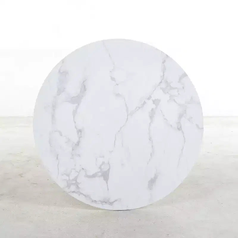Table à manger rétro de 107 cm pour 4 à 6 personnes, table de cuisine avec plateau rond et pieds croisés, table ronde pour salon, salle à manger