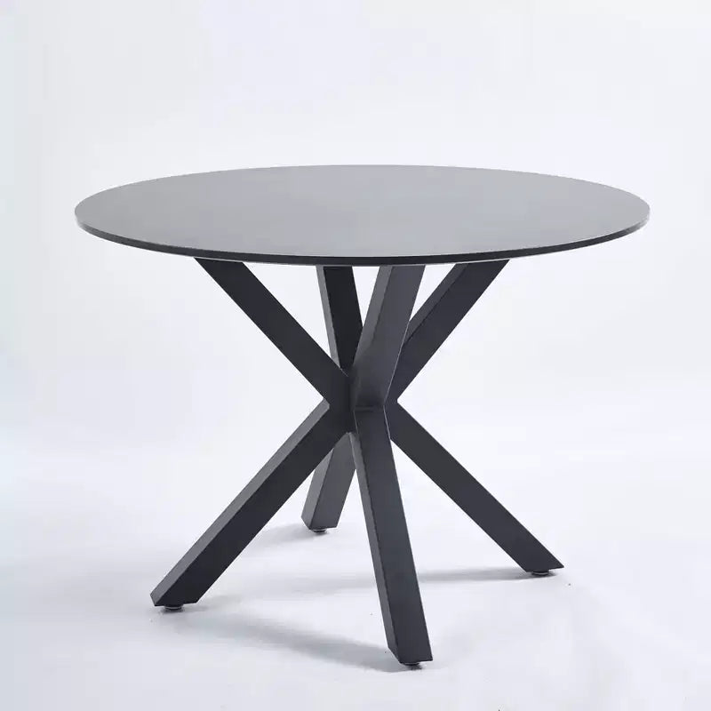 42.1IN Retro Dining Table for 4-6 people, Kitchen Table with Round Table Top and Cross Legs, Round Table for Living Room, Dining Room