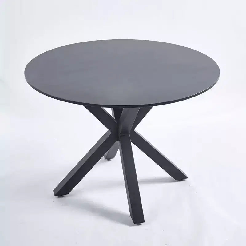 Table à manger rétro de 107 cm pour 4 à 6 personnes, table de cuisine avec plateau rond et pieds croisés, table ronde pour salon, salle à manger