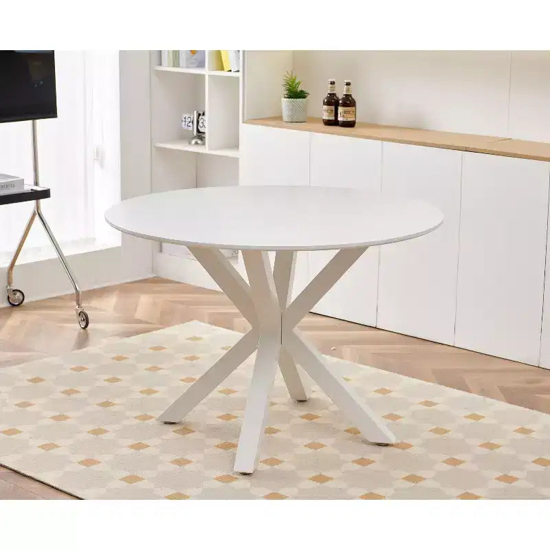 Okak 42.1IN Retro Dining Table for 4-6 people, Kitchen Table with Round Table Top and Cross Legs, Round Table for Living Room, Dining Room
