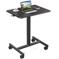 Bureau informatique réglable en hauteur de 64,7 cm avec roulettes, bureau debout avec base métallique en T, petit bureau pour chambre à coucher, salon