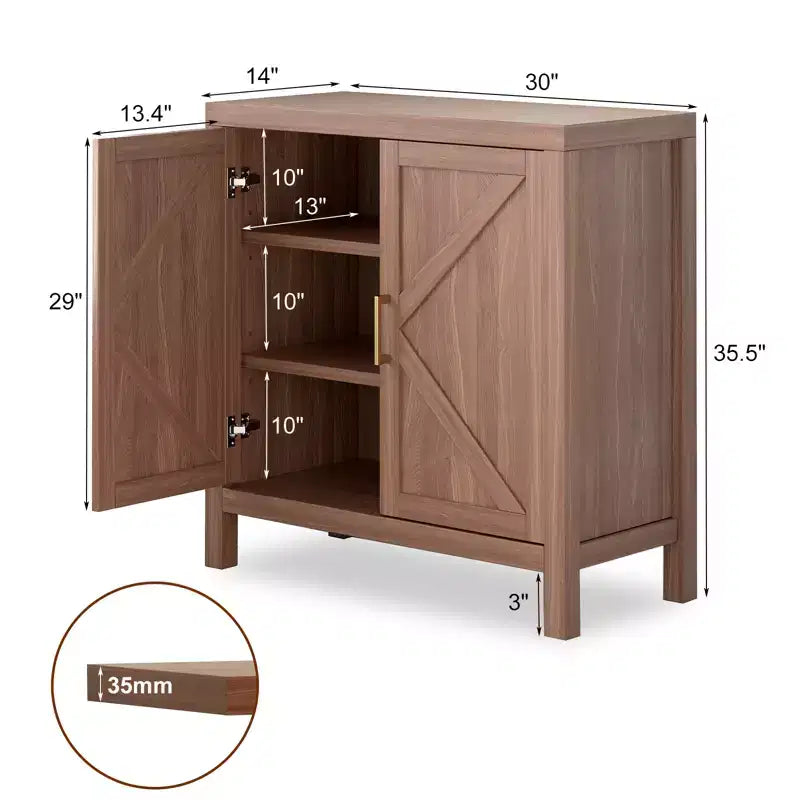 Armoire de Rangement Classique en X, Meuble d'Entrée, Meuble TV, Avec Étagères Réglables, Poignées Métalliques pour Salon, Entrée, Couleur Chêne