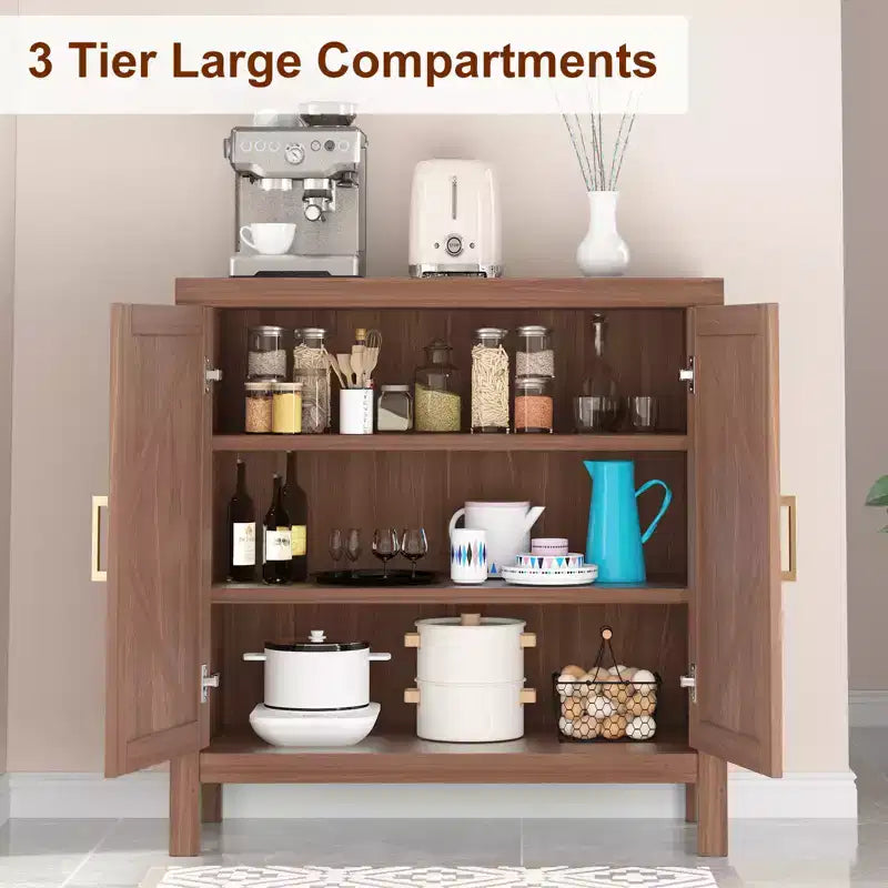 Armoire de Rangement Classique en X, Meuble d'Entrée, Meuble TV, Avec Étagères Réglables, Poignées Métalliques pour Salon, Entrée, Couleur Chêne