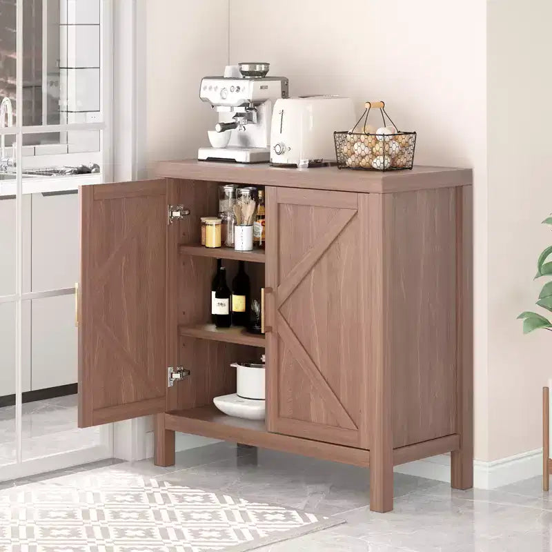 Armoire de Rangement Classique en X, Meuble d'Entrée, Meuble TV, Avec Étagères Réglables, Poignées Métalliques pour Salon, Entrée, Couleur Chêne