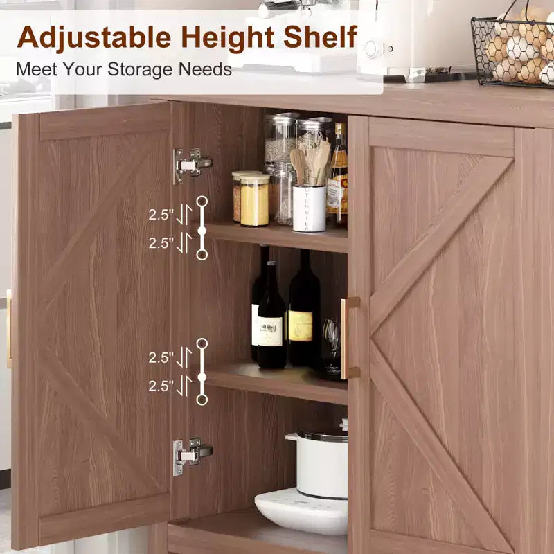 Armoire de Rangement Classique en X, Meuble d'Entrée, Meuble TV, Avec Étagères Réglables, Poignées Métalliques pour Salon, Entrée, Couleur Chêne