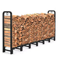 8FT Outdoor Firewood Rack, Metal Wood Storage Log Holder, Adjustable Log Storage Rack for Fireplace Patio Balcony Garden, Holds Up to 660 LBS