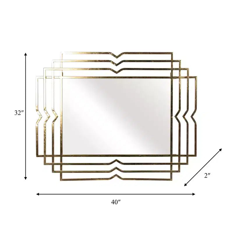 Mirror Metal Glass Iron Geometric Layered Frame 40 Gold Finish Wall Decor for Home Office Bedroom Living Room