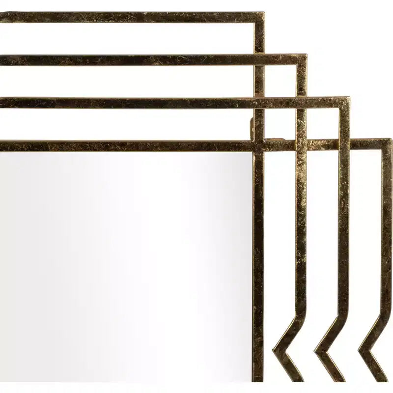 Miroir Cadre Métal Verre Fer Géométrique Superposé 40 Décoration Murale Dorée pour Maison Bureau Chambre Salon
