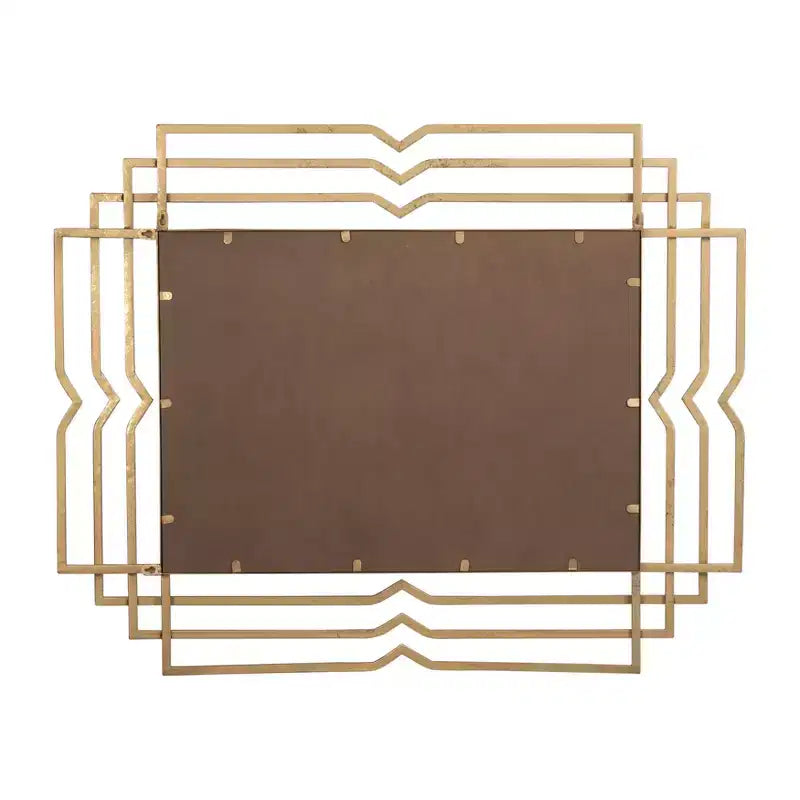 Miroir Cadre Métal Verre Fer Géométrique Superposé 40 Décoration Murale Dorée pour Maison Bureau Chambre Salon