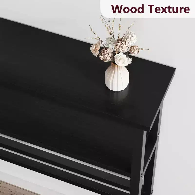 5.9 Narrow Console Table C Black 2-Tier Adjustable Sofa Table (for Living Room/Entryway/Hallway)