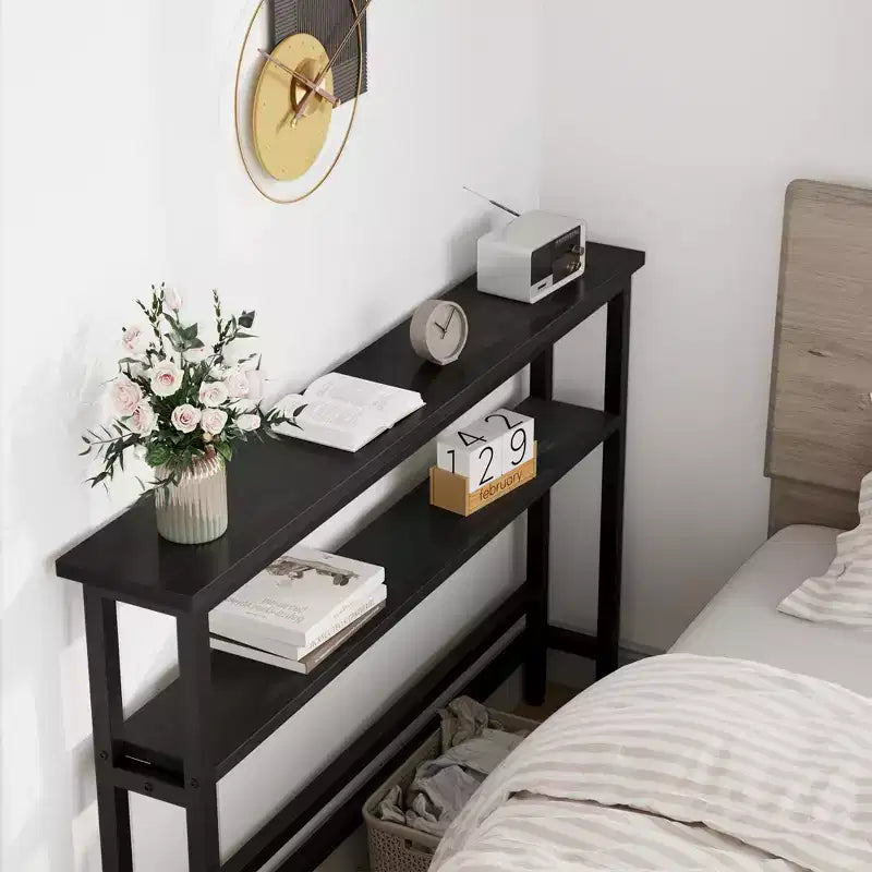 5.9 Table console étroite C noire à 2 niveaux, table d'appoint réglable (pour salon/entrée/couloir)