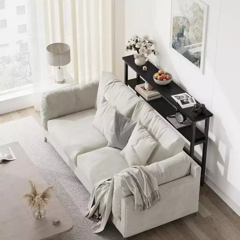 5.9 Table console étroite C noire à 2 niveaux, table d'appoint réglable (pour salon/entrée/couloir)