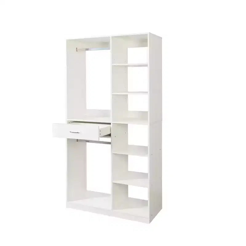 74 Closet Organizers System and Storage,Corner Closet System with Drawers 8 Shelves 2 Hanging Rods,Wood Freestanding Closet Shelving Walk in Closets