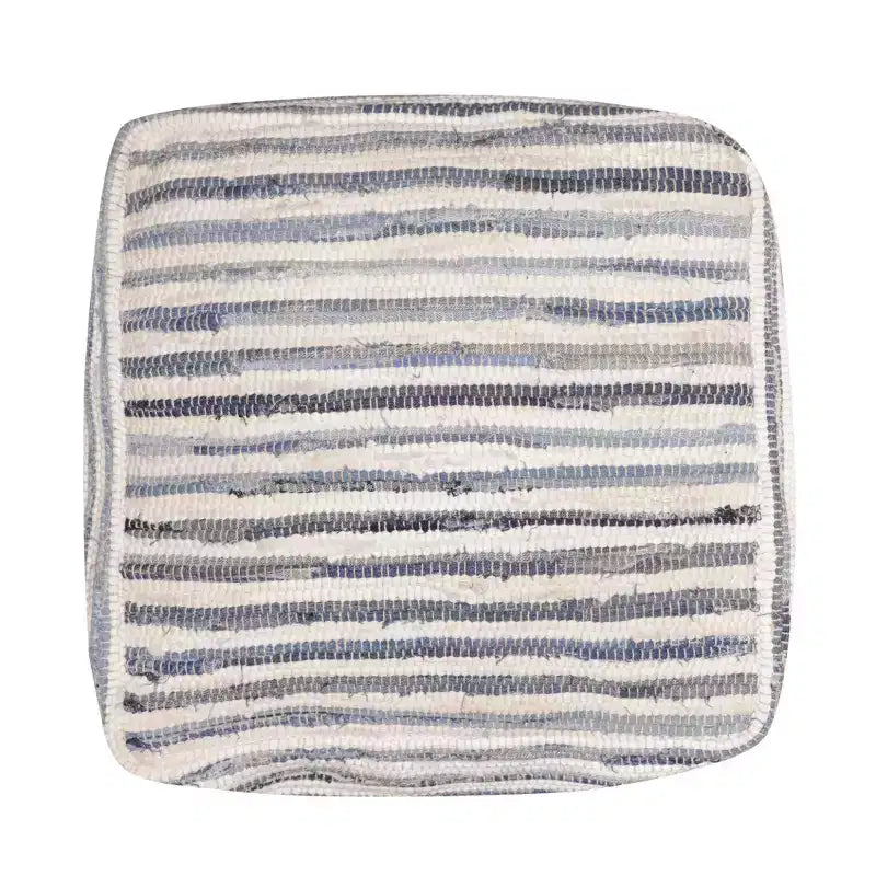 18 Blue Cotton Cube Striped Pouf Ottoman