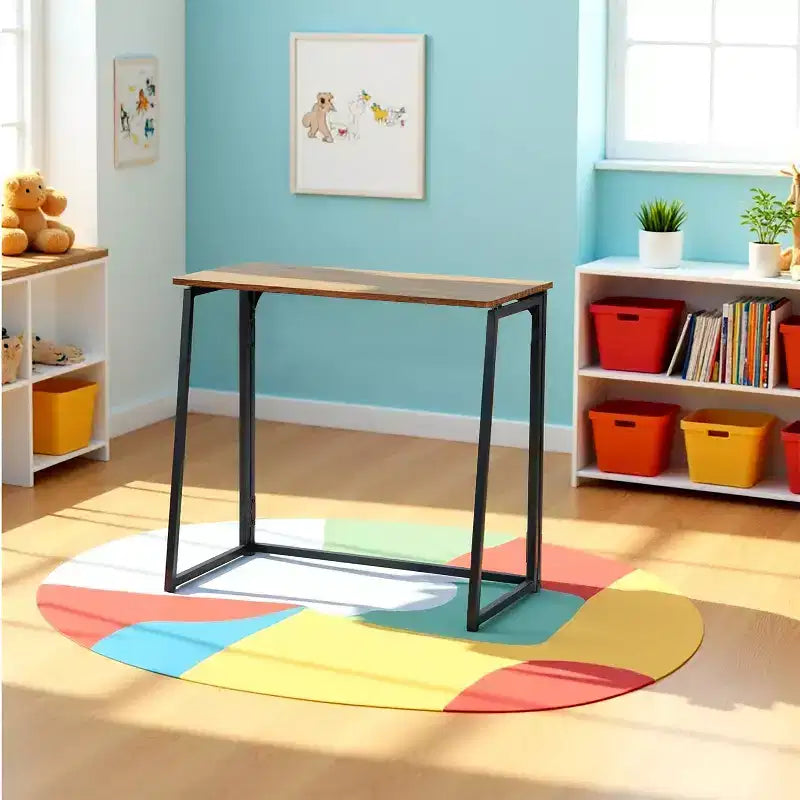Folding Home Office Desk, 31.5 Inches Foldable Table, Space Saving Computer Study Desk Compact Writing Workstation for Small Space, Brown