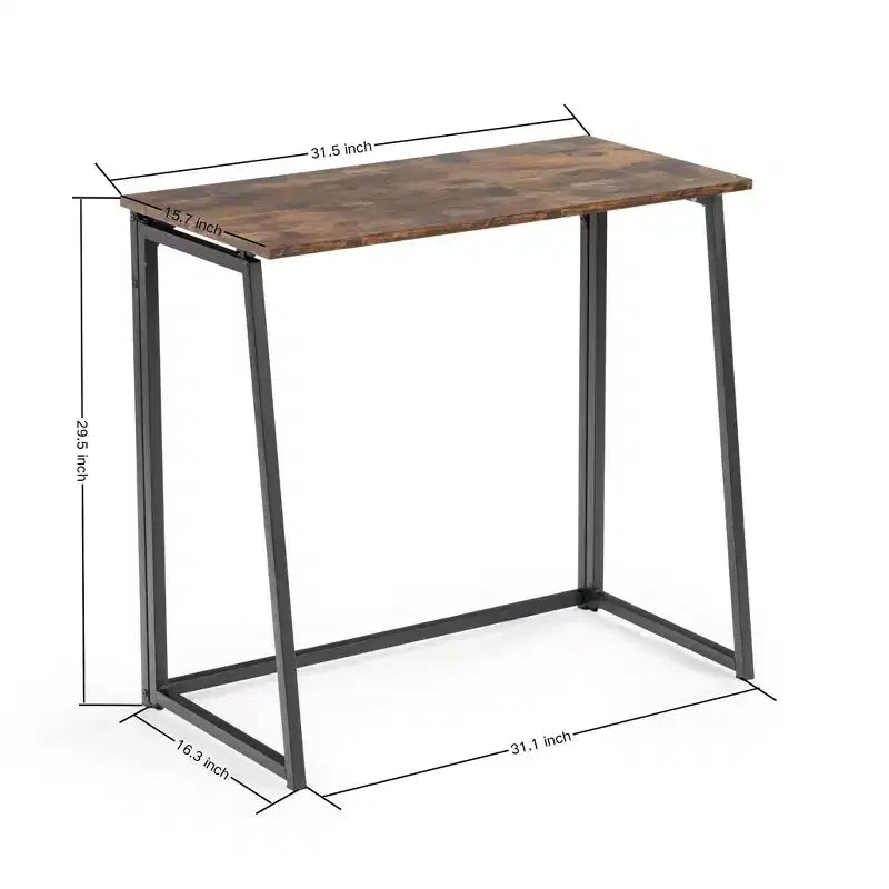 Folding Home Office Desk, 31.5 Inches Foldable Table, Space Saving Computer Study Desk Compact Writing Workstation for Small Space, Brown