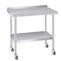 Stainless Steel Table, Heavy Duty Metal Commercial Prep Table With Open Storage Shelves And Back Panel, Suitable For Restaurant Kitchens, Home Hotels