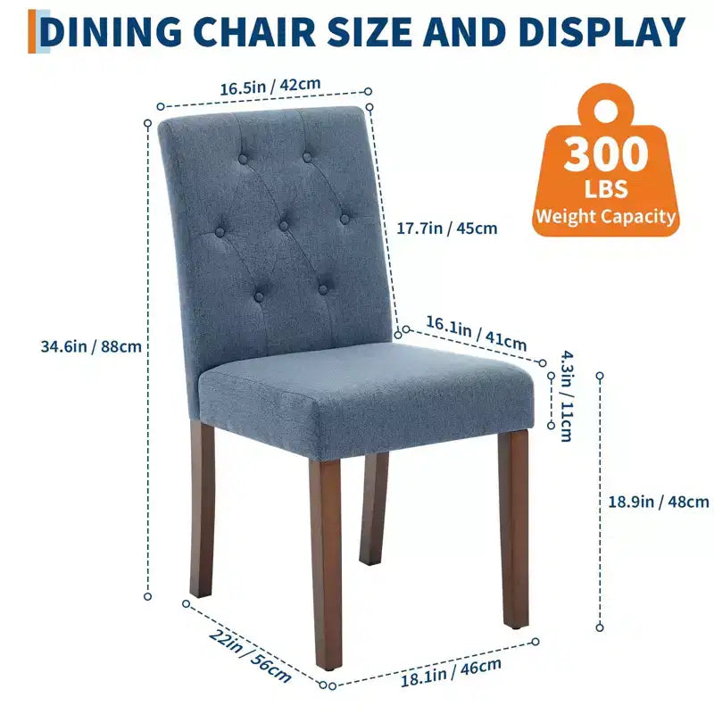 Chaises de salle à manger capitonnées, lot de 2, chaises de cuisine avec boutons touffetés et pieds en bois, chaise d'appoint moderne en tissu