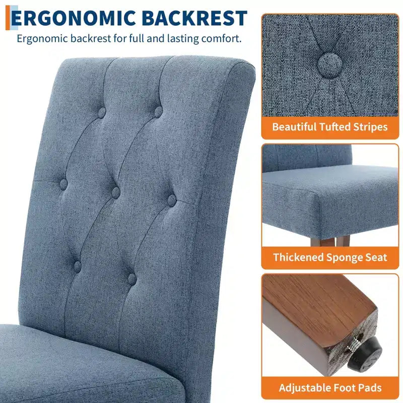 Chaises de salle à manger capitonnées, lot de 2, chaises de cuisine avec boutons touffetés et pieds en bois, chaise d'appoint moderne en tissu