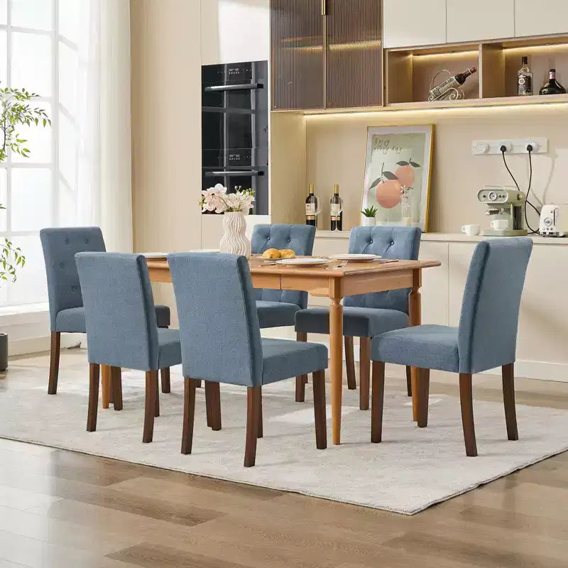 Chaises de salle à manger capitonnées, lot de 2, chaises de cuisine avec boutons touffetés et pieds en bois, chaise d'appoint moderne en tissu