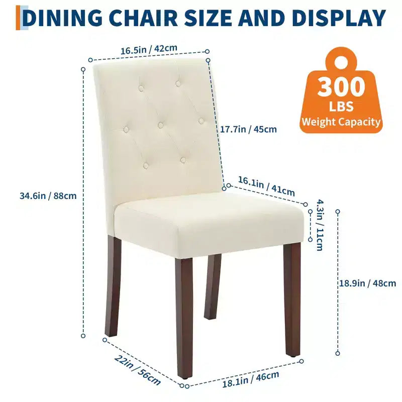 Chaises de salle à manger capitonnées, lot de 2, chaises de cuisine avec boutons touffetés et pieds en bois, chaise d'appoint moderne en tissu