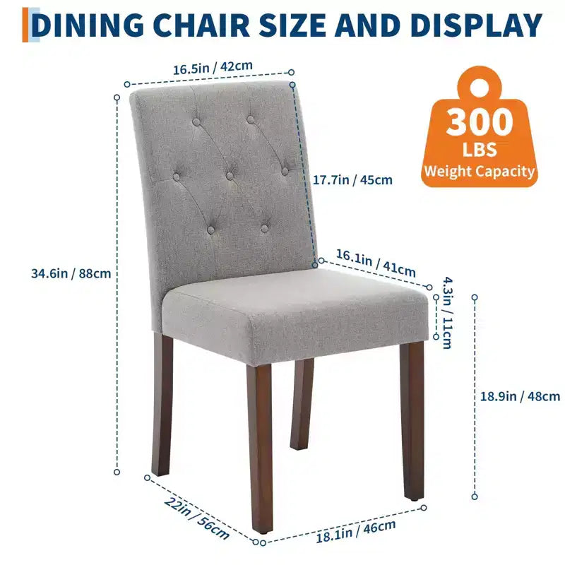 Chaises de salle à manger capitonnées, lot de 2, chaises de cuisine avec boutons touffetés et pieds en bois, chaise d'appoint moderne en tissu