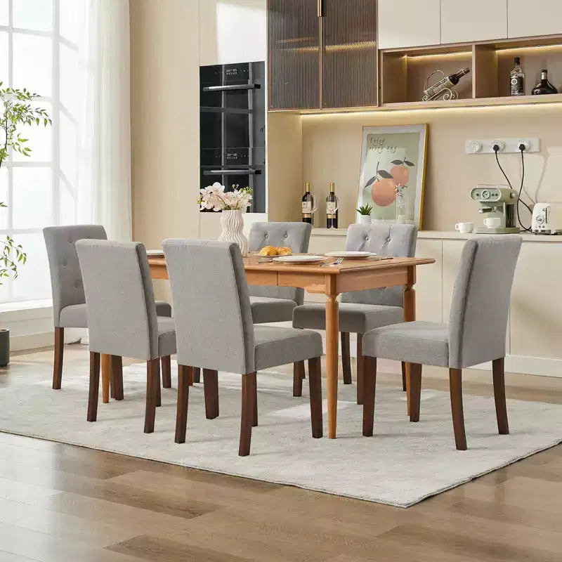 Chaises de salle à manger capitonnées, lot de 2, chaises de cuisine avec boutons touffetés et pieds en bois, chaise d'appoint moderne en tissu