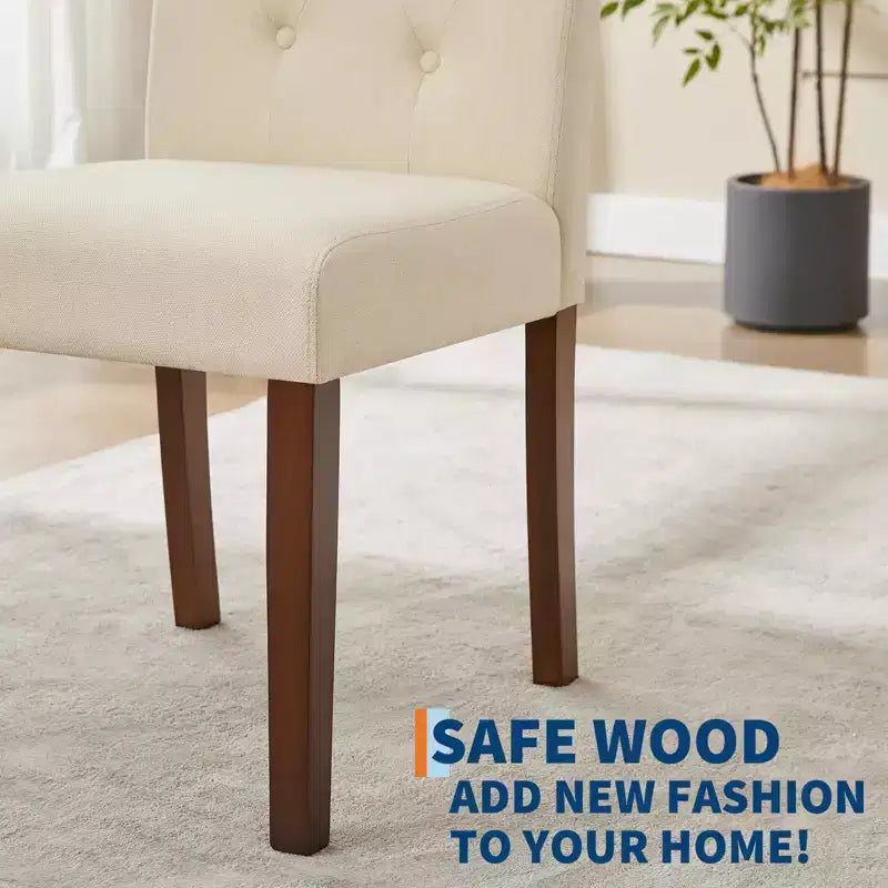 Chaises de salle à manger capitonnées, lot de 2, chaises de cuisine avec boutons touffetés et pieds en bois, chaise d'appoint moderne en tissu