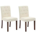 Upholstered Dining Chairs Set of 2, Button Tufted Kitchen Chair with Wood Legs, Modern Fabric Side Chair