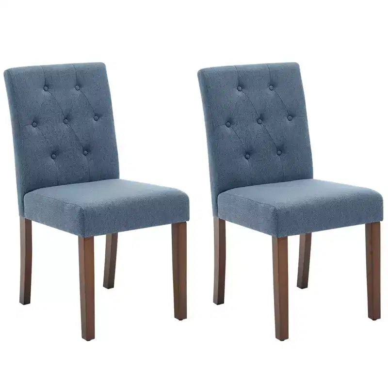 Upholstered Dining Chairs Set of 2, Button Tufted Kitchen Chair with Wood Legs, Modern Fabric Side Chair