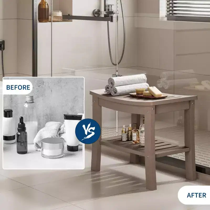 Banc de douche avec étagère de rangement pour l'intérieur de la douche, tabouret/chaise de douche imperméable pour salle de bain