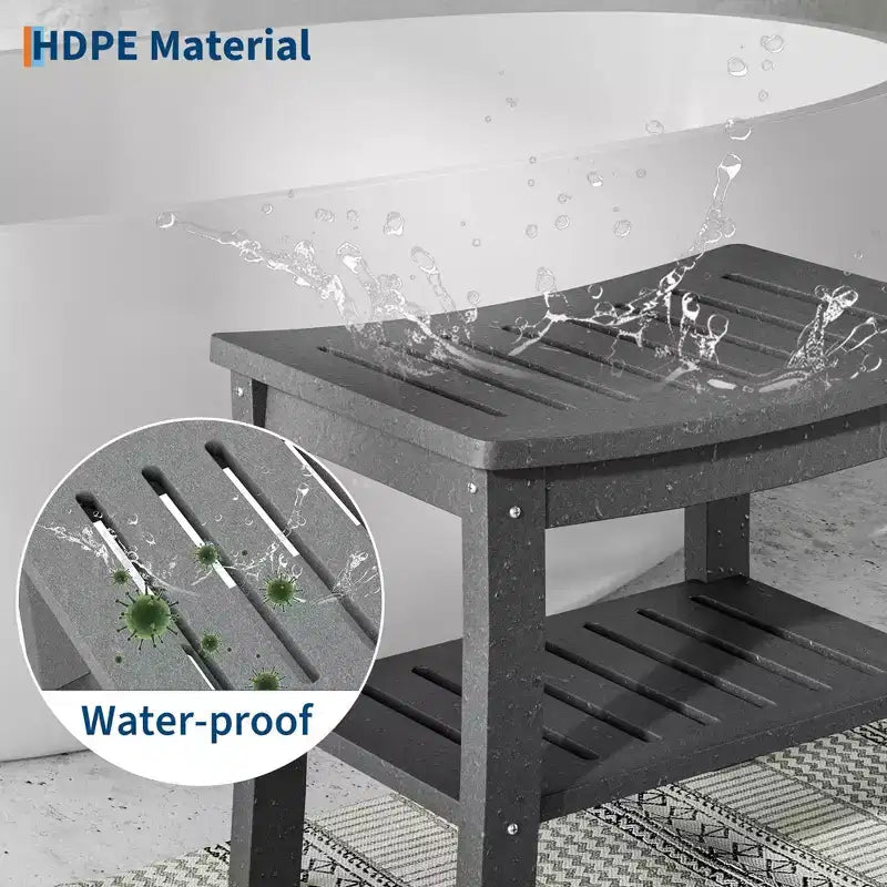 Banc de douche avec étagère de rangement pour l'intérieur de la douche, tabouret/chaise de douche imperméable pour salle de bain