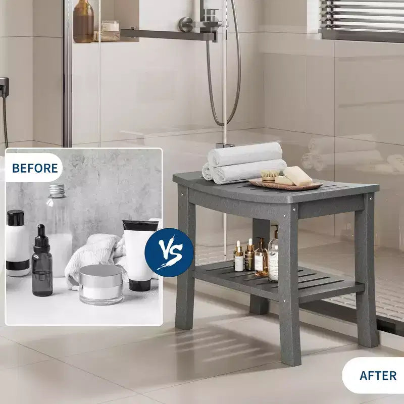 Banc de douche avec étagère de rangement pour l'intérieur de la douche, tabouret/chaise de douche imperméable pour salle de bain